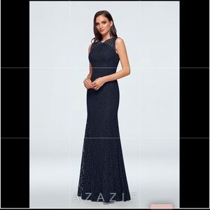 NWT Azazie Alabaster navy lace gown. Stunning!  5⭐️ Seller/Posh Ambassador.